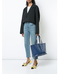 Синяя кожаная большая сумка от Senreve