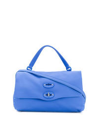Синяя кожаная большая сумка от Zanellato