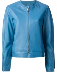 Женская синяя кожаная куртка от Jil Sander