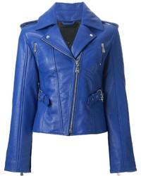 Женская синяя кожаная куртка от McQ by Alexander McQueen