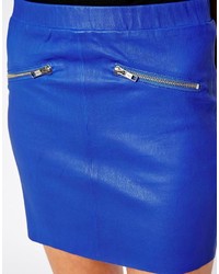 Синяя кожаная мини-юбка от American Retro