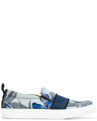 Мужская синяя кожаная обувь с цветочным принтом от Christian Pellizzari