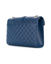 Синяя кожаная стеганая сумка-саквояж от Saint Laurent