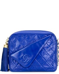 Синяя кожаная стеганая сумка через плечо от Chanel