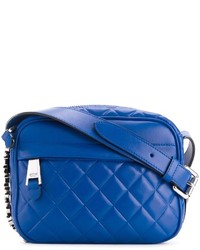 Синяя кожаная стеганая сумка через плечо от Moschino