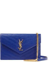 Женская синяя кожаная стеганая сумка от Saint Laurent