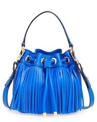 Синяя кожаная сумка-мешок