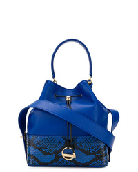 Синяя кожаная сумка-мешок со змеиным рисунком от Emilio Pucci