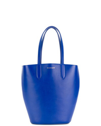 Синяя кожаная сумка-мешок от Alexander McQueen