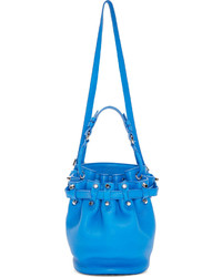 Синяя кожаная сумка-мешок от Alexander Wang