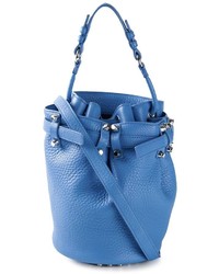 Синяя кожаная сумка-мешок от Alexander Wang