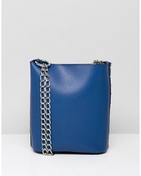 Синяя кожаная сумка-мешок от ASOS DESIGN