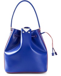 Синяя кожаная сумка-мешок от Emporio Armani