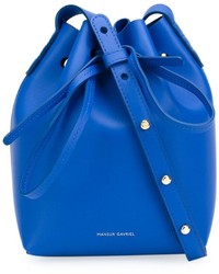Синяя кожаная сумка-мешок от Mansur Gavriel