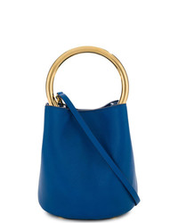 Синяя кожаная сумка-мешок от Marni