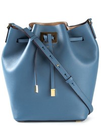 Синяя кожаная сумка-мешок от Michael Kors