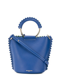 Синяя кожаная сумка-мешок от Sara Battaglia