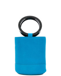 Синяя кожаная сумка-мешок от Simon Miller
