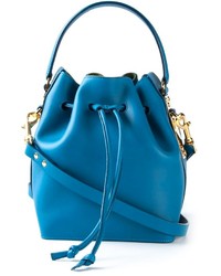 Синяя кожаная сумка-мешок от Sophie Hulme