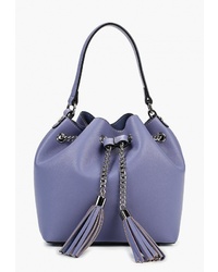 Синяя кожаная сумка-мешок от Vitacci