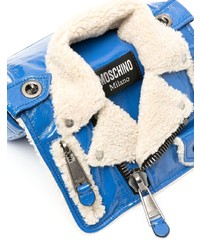 Синяя кожаная сумка почтальона от Moschino