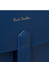 Синяя кожаная сумка почтальона от Paul Smith