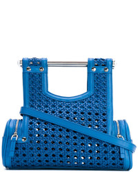 Женская синяя кожаная сумка с геометрическим рисунком от Corto Moltedo