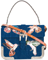 Женская синяя кожаная сумка с принтом от RED Valentino