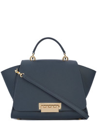 Женская синяя кожаная сумка с принтом от Zac Posen
