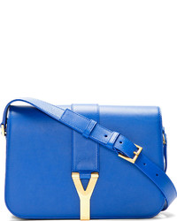 Синяя кожаная сумка-саквояж от Saint Laurent