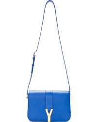 Синяя кожаная сумка-саквояж от Saint Laurent
