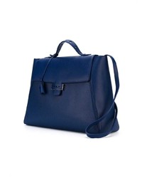Синяя кожаная сумка-саквояж от Myriam Schaefer
