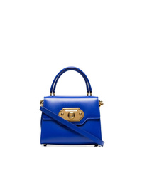 Синяя кожаная сумка-саквояж от Dolce & Gabbana