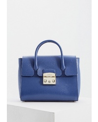 Синяя кожаная сумка-саквояж от Furla