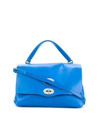 Синяя кожаная сумка-саквояж от Zanellato