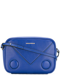 Синяя кожаная сумка через плечо с принтом от Emporio Armani