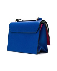 Синяя кожаная сумка через плечо с принтом от Giancarlo Petriglia