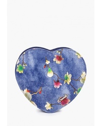 Синяя кожаная сумка через плечо с цветочным принтом от Savio