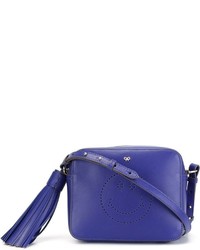 Синяя кожаная сумка через плечо от Anya Hindmarch