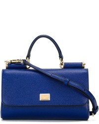 Синяя кожаная сумка через плечо от Dolce & Gabbana