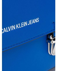 Синяя кожаная сумка через плечо от Calvin Klein Jeans