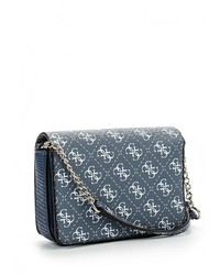 Синяя кожаная сумка через плечо от GUESS