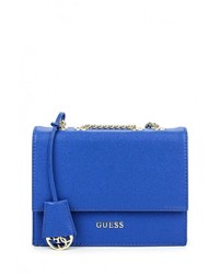 Синяя кожаная сумка через плечо от GUESS