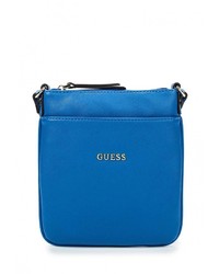 Синяя кожаная сумка через плечо от GUESS