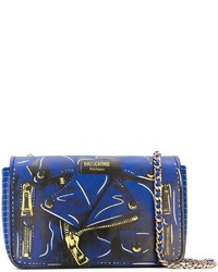 Синяя кожаная сумка через плечо от Moschino