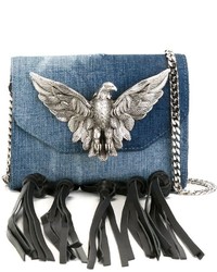 Синяя кожаная сумка через плечо от Philipp Plein