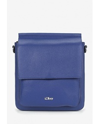Синяя кожаная сумка через плечо от s.Oliver