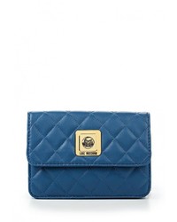 Синяя кожаная сумка через плечо