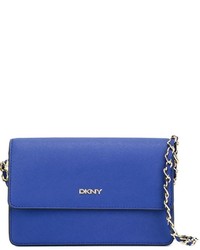 Женская синяя кожаная сумка от DKNY