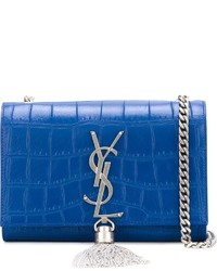 Женская синяя кожаная сумка от Saint Laurent